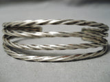 Marvelous Vintage Native American Navajo Hand Twisted Coiled Sterling Silver Bracelet Old-Nativo Arts