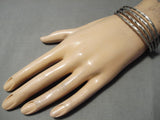 Marvelous Vintage Native American Navajo Hand Twisted Coiled Sterling Silver Bracelet Old-Nativo Arts