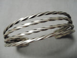 Marvelous Vintage Native American Navajo Hand Twisted Coiled Sterling Silver Bracelet Old-Nativo Arts
