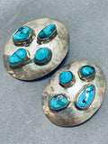 Marvelous Vintage Native American Navajo Kingman Turquoise Sterling Silver Earrings-Nativo Arts