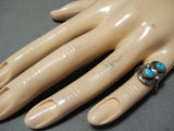 Marvelous Vintage Native American Navajo Kingman Turquoise Sterling Silver Ring-Nativo Arts