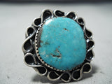 Marvelous Vintage Native American Navajo Old Kingman Turquoise Sterling Silver Ring Old-Nativo Arts
