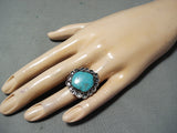Marvelous Vintage Native American Navajo Old Kingman Turquoise Sterling Silver Ring Old-Nativo Arts