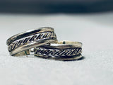 Marvelous Vintage Native American Navajo Sterling Silver Hoop Earrings-Nativo Arts