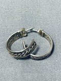 Marvelous Vintage Native American Navajo Sterling Silver Hoop Earrings-Nativo Arts