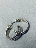 Marvelous Vintage Native American Navajo Sterling Silver Hoop Earrings-Nativo Arts