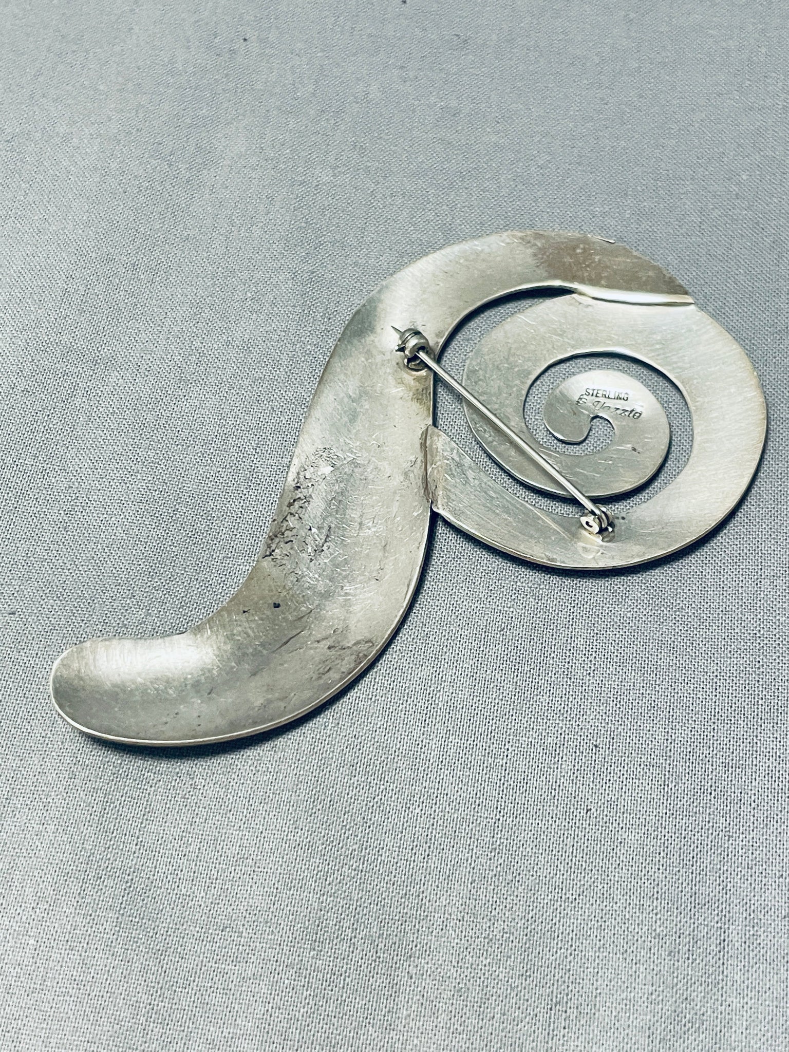 Marvelous Vintage Native American Navajo Sterling Silver Pin Signed B ...