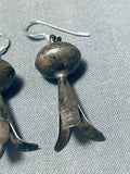 Marvelous Vintage Native American Navajo Sterling Silver Squash Blossom Earrings-Nativo Arts