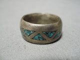 Marvelous Vintage Native American Navajo Turquoise Sterling Silver Band Ring Old-Nativo Arts