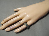 Marvelous Vintage Native American Navajo Turquoise Sterling Silver Band Ring Old-Nativo Arts