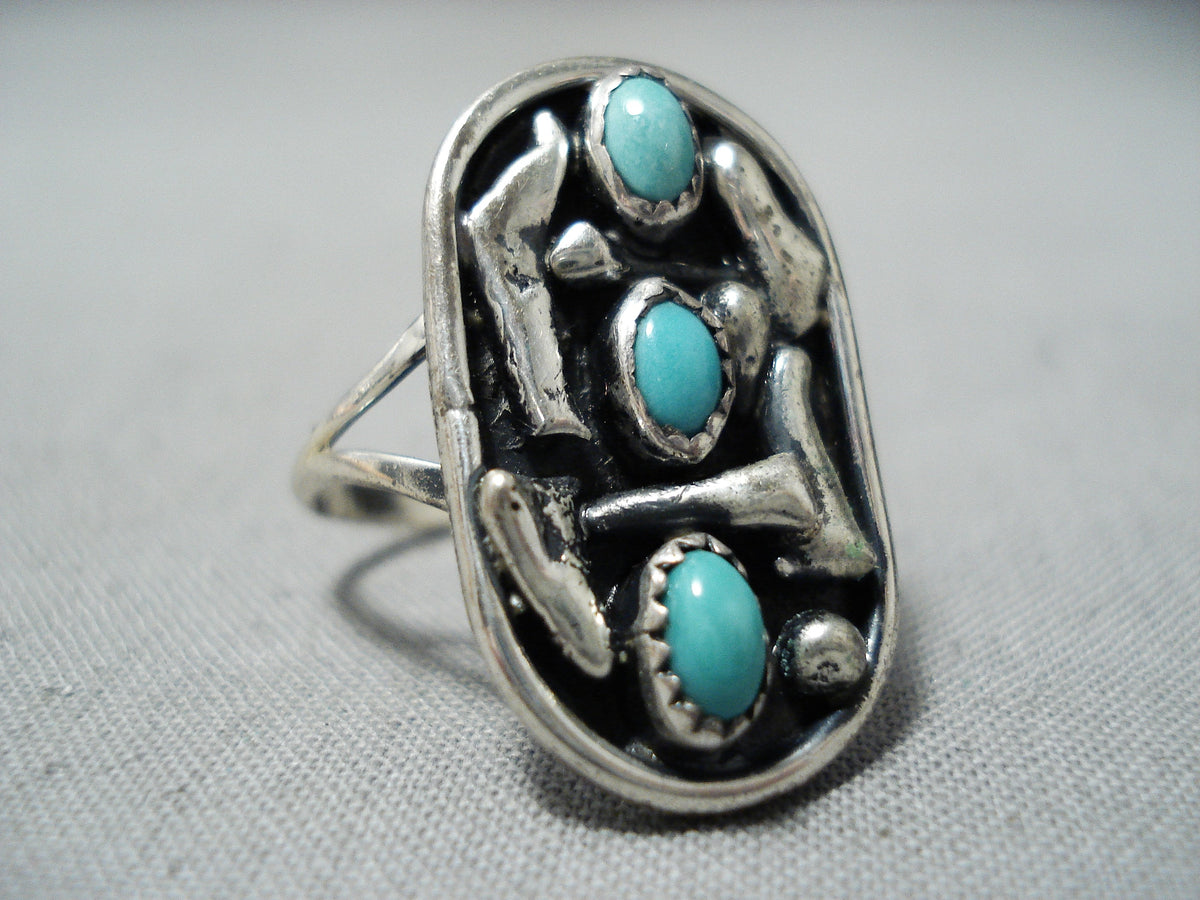 Marvelous Vintage Native American Navajo Turquoise Sterling Silver Rin ...