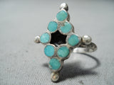 Marvelous Vintage Native American Zuni Blue Gem Turquoise Sterling Silver Ring Old-Nativo Arts