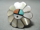 Marvelous Vintage Native American Zuni Mother Of Pearl Sterling Silver Ring-Nativo Arts