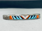 Marvelous Vintage Native American Zuni Turquoise Sterling Silver Bracelet Signed-Nativo Arts
