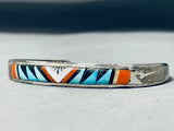 Marvelous Vintage Native American Zuni Turquoise Sterling Silver Bracelet Signed-Nativo Arts