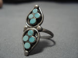 Marvelous Vintage Native American Zuni Turquoise Sterling Silver Ring Old-Nativo Arts