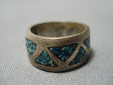 Marvelous Vintage Navajo Native American Sterling Silver Ring Old Turquoise-Nativo Arts