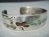 Marvelous Vintage Navajo Turquoise Sterling Silver Bracelet Native American Old-Nativo Arts