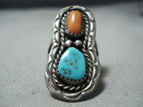 Marvelous Vintage Navajo Turquoise Sterling Silver Ring Native American Old-Nativo Arts