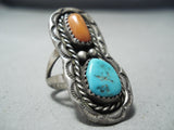 Marvelous Vintage Navajo Turquoise Sterling Silver Ring Native American Old-Nativo Arts