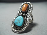 Marvelous Vintage Navajo Turquoise Sterling Silver Ring Native American Old-Nativo Arts