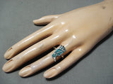 Marvelous Vintage Navajo Turquoise Sterling Silver Ring Native American Old-Nativo Arts