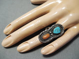 Marvelous Vintage Navajo Turquoise Sterling Silver Ring Native American Old-Nativo Arts