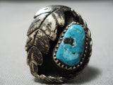 Marvelous Vintage Navajo Turquoise Sterling Silver Ring Old Native American-Nativo Arts