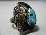 Marvelous Vintage Navajo Turquoise Sterling Silver Ring Old Native American-Nativo Arts