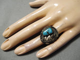 Marvelous Vintage Navajo Turquoise Sterling Silver Ring Old Native American-Nativo Arts