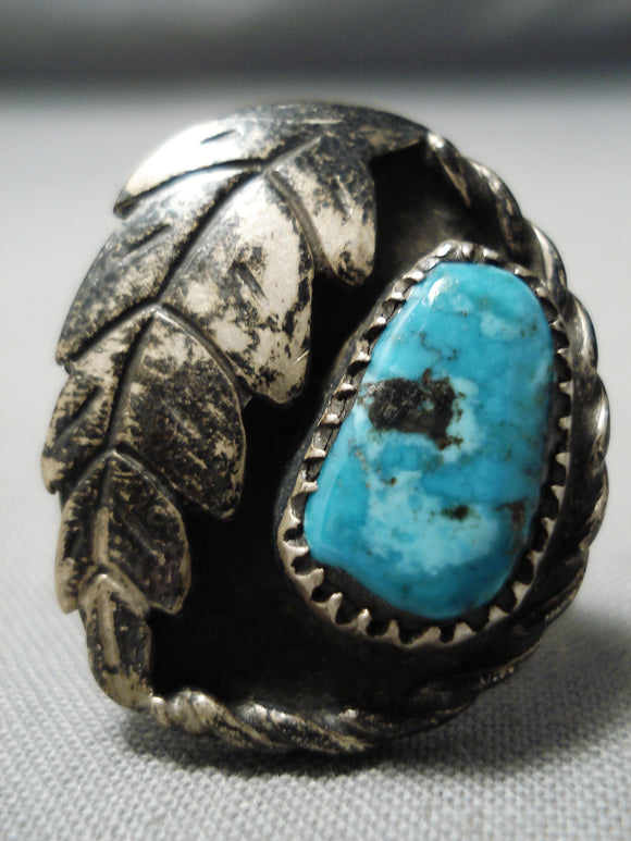 Marvelous Vintage Navajo Turquoise Sterling Silver Ring Old Native American-Nativo Arts