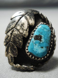 Marvelous Vintage Navajo Turquoise Sterling Silver Ring Old Native American-Nativo Arts