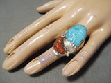 Marvelous Vintage Zuni Turquoise Sterling Silver Ring Native American Old-Nativo Arts