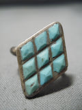 Marvelous Vintage Zuni Turquoise Sterling Silver Ring Native American Old-Nativo Arts