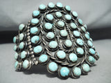 Massive Authentic Vintage Native American Navajo Blue Gem Turquoise Sterling Silver Bracelet-Nativo Arts