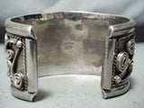 Massive Jack Chatter Vintage Native American Navajo Turquoise Sterling Silver Floral Bracelet-Nativo Arts