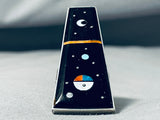 Massive Outer Space Inlaid Native American Navajo Turquoise Sterling Silver Ring-Nativo Arts