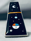 Massive Outer Space Inlaid Native American Navajo Turquoise Sterling Silver Ring-Nativo Arts