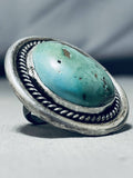 Massive Vintage Native American Navajo Green Turquoise Sterling Silver Ring-Nativo Arts