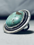 Massive Vintage Native American Navajo Green Turquoise Sterling Silver Ring-Nativo Arts