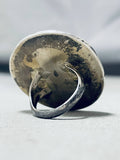Massive Vintage Native American Navajo Green Turquoise Sterling Silver Ring-Nativo Arts