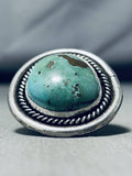 Massive Vintage Native American Navajo Green Turquoise Sterling Silver Ring-Nativo Arts