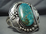 Massive Vintage Native American Navajo Pilot Mountain Turquoise Sterling Silver Bracelet-Nativo Arts