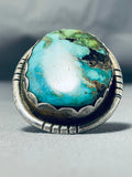 Massive Vintage Native American Navajo Pilot Mountain Turquoise Sterling Silver Ring-Nativo Arts