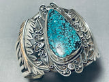 Massive Vintage Native American Navajo Spiderweb Turquoise Sterling Silver Leaf Bracelet-Nativo Arts