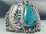 Massive Vintage Native American Navajo Spiderweb Turquoise Sterling Silver Leaf Bracelet-Nativo Arts