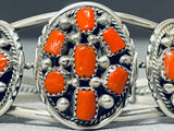 Mel Chee Vintage Native American Navajo Coral Sterling Silver Bracelet-Nativo Arts