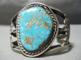 Mind Boggling Vintage Native American Navajo #8 Turquoise Sterling Silver Bracelet Old-Nativo Arts