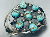 Mind Boggling Vintage Native American Navajo #8 Turquoise Sterling Silver Flank Bracelet-Nativo Arts