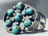 Mind Boggling Vintage Native American Navajo #8 Turquoise Sterling Silver Flank Bracelet-Nativo Arts